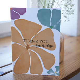 Modern Teacher Name Thank You Cards