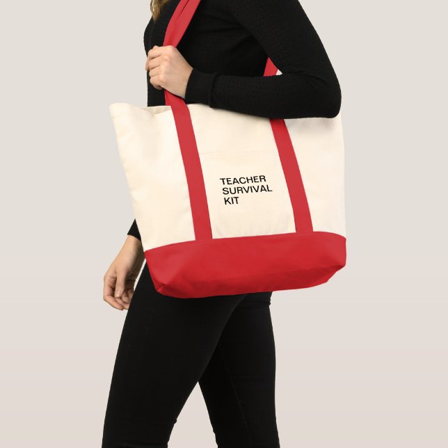 Modern Teacher Survival Kit Classroom Essentials Tote Bag (Front (Product))