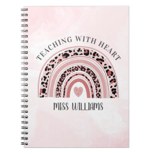 Modern Teacher Teaching With Heart Boho Rainbow Notebook