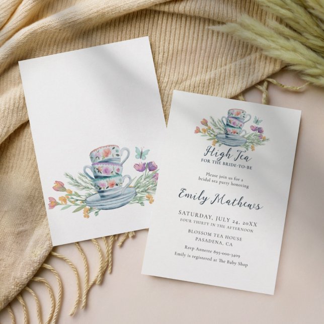 Modern Teacups & Wildflower Bridal Shower Invitation (Creator Uploaded)