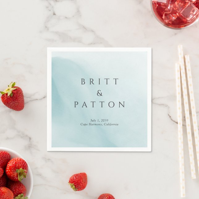 Modern Teal Abstract Minimalist Wedding Napkin (Insitu)