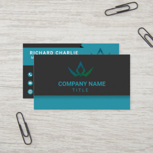 Modern Teal and Black Digital Marketing QR Code Business Card