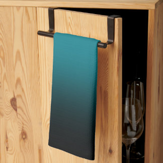 Modern Teal and Black Gradient Tea Towel