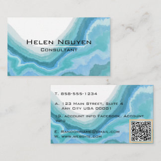 Modern Teal and Blue Ocean Marble Agate Geode Business Card