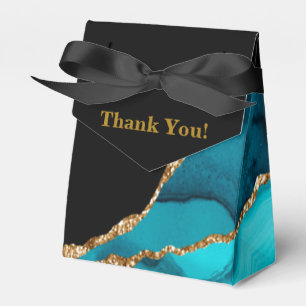 Modern Teal and Gold Agate Stone Wedding  Favour Box