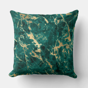 Modern Teal and Gold Marble Pattern Cushion