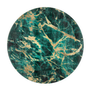 Modern Teal and Gold Marble Pattern Cutting Board