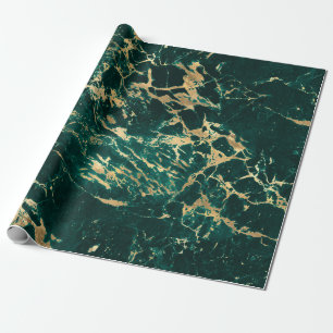 Modern Teal and Gold Marble Pattern Wrapping Paper