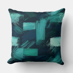 Modern Teal and Grey Abstract Throw Pillow