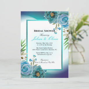 Modern Teal and Navy Blue Bridal Shower Invitation