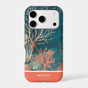 Modern Teal and Orange Sea Motif