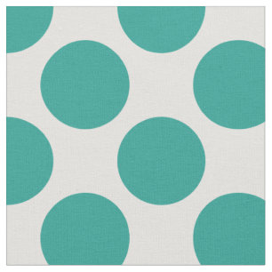 Modern Teal and White Large Polka Dots Fabric