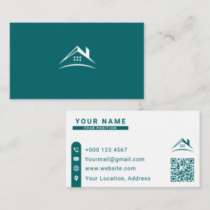 Modern Teal and White Real Estate Professional Business Card