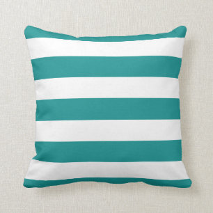 Modern Teal and White Stripes Cushion