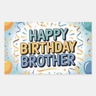 Modern Teal and Yellow "HAPPY BIRTHDAY BROTHER" Rectangular Sticker