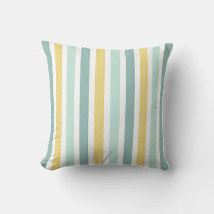 Modern Teal Aqua Gold Stripes Pattern Cushion