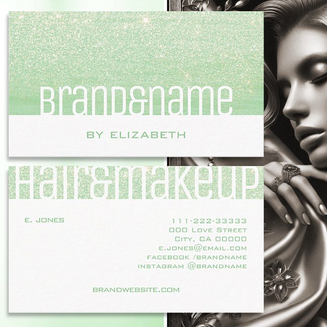 Modern Teal Aqua Mint Green Elegant Glitter Glam Business Card (Creator Uploaded)