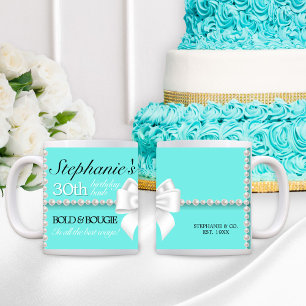 Modern Teal Aqua Tiffany Bold & Bougie Birthday Coffee Mug