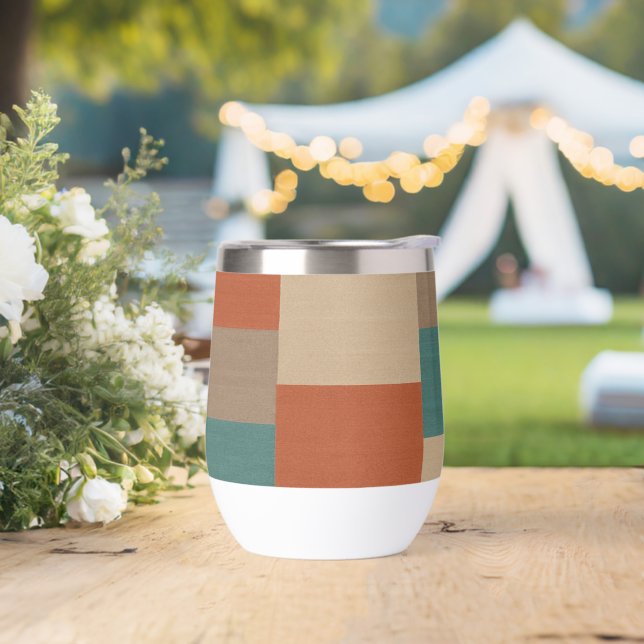 Modern Teal & Beige Geometric Blocks (Wedding)