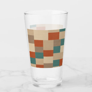 Modern Teal & Beige Geometric Blocks Glass