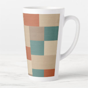 Modern Teal & Beige Geometric Blocks Latte Mug