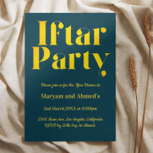 Modern Teal Blue and Gold Iftar Party