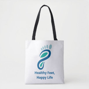 Modern Teal Blue Podiatry Foot Care Logo Business  Tote Bag