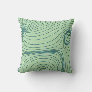 Modern Teal Blue Psychedelic Topographic Line Art Cushion