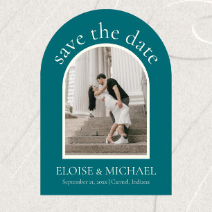 Modern Teal Blue Wedding Arch Photo Save The Date