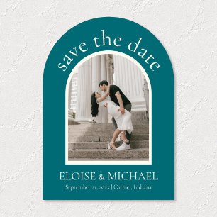 Modern Teal Blue Wedding Arch Photo Save The Date