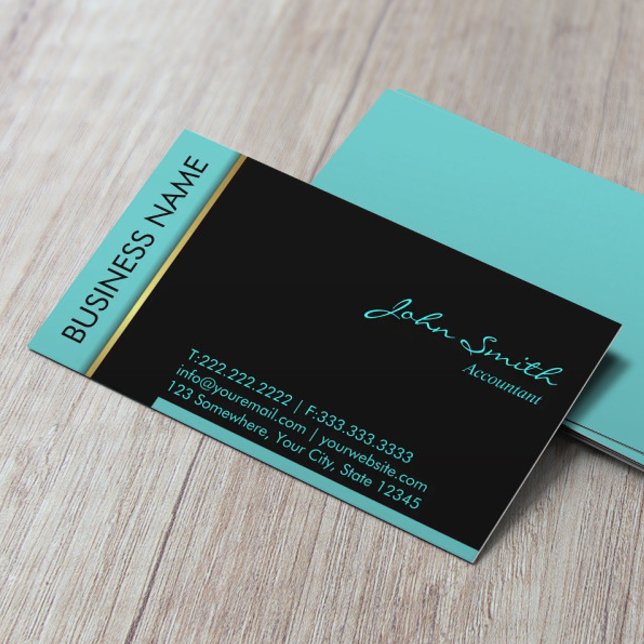 Modern Teal Border Accountant Business Card (Creator Uploaded)