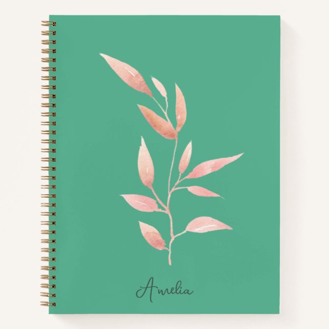 Modern Teal Botanical Leaves Decorative Throw  Notebook (Front)