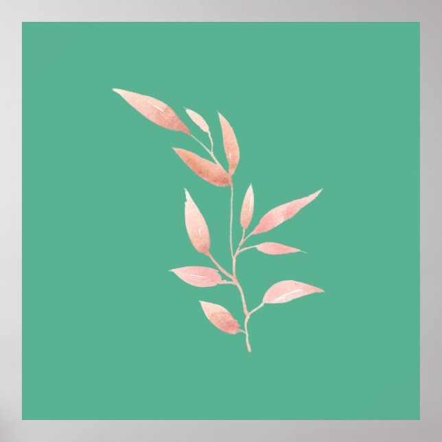 Modern Teal Botanical Leaves Decorative Throw  Poster (Front)