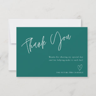 Modern Teal Bridal Shower Thank You Card