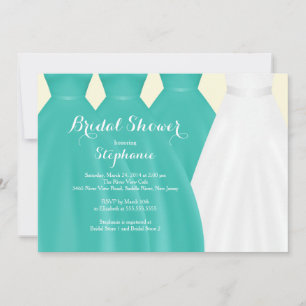 Modern Teal Bridesmaids Bride Dress Bridal Shower Invitation
