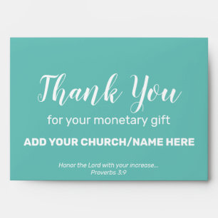 Modern Teal Church Offering Charity Donations Cash Envelope