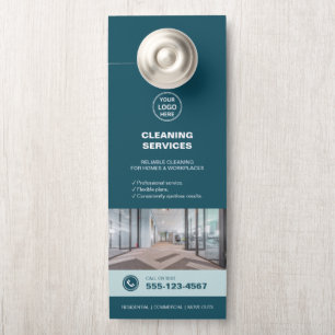 Modern Teal Cleaning Services with QR Door Hanger