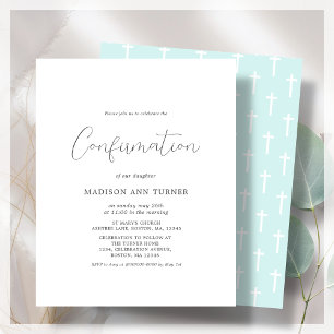 Modern Teal   Confirmation Budget Invitation