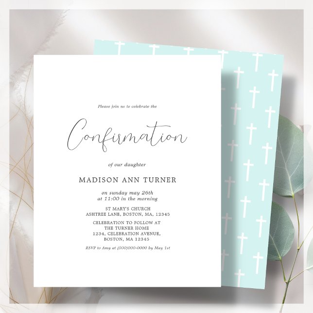 Modern Teal | Confirmation Budget Invitation (Creator Uploaded)