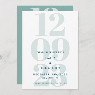 Modern Teal Date Typography Save The Date