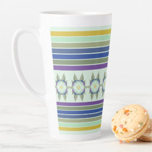 Modern Teal Floral Accented Latte Mug