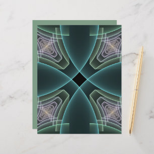 Modern Teal Geometric Fractal Art Graphic