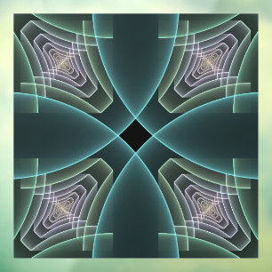 Modern Teal Geometric Fractal Art Graphic