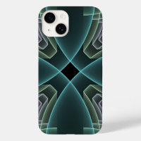 Modern Teal Geometric Fractal Art Graphic