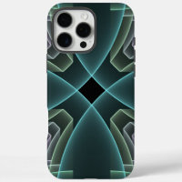 Modern Teal Geometric Fractal Art Graphic