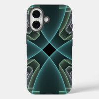 Modern Teal Geometric Fractal Art Graphic
