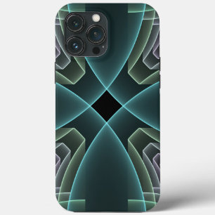 Modern Teal Geometric Fractal Art Graphic iPhone 13 Pro Max Case