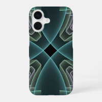 Modern Teal Geometric Fractal Art Graphic