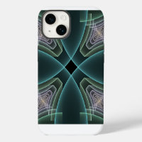 Modern Teal Geometric Fractal Art Graphic