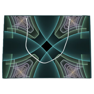 Modern Teal Geometric Fractal Art Graphic Large Gift Bag